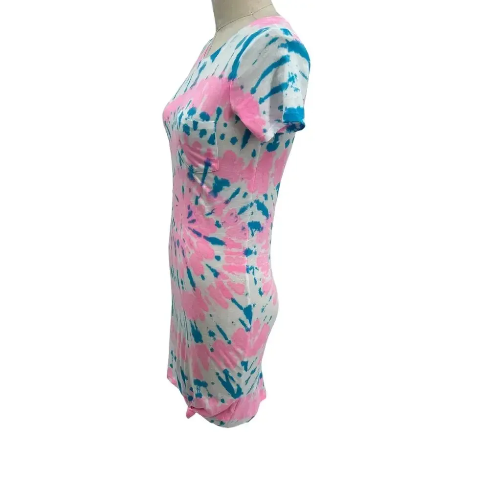 Generation Love Sunny Tie-Dye T-Shirt Dress Pink Blue White Short Sleeve Size XS - Image 7