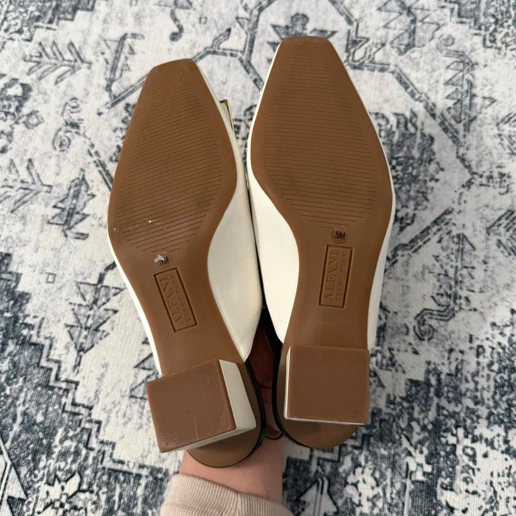 Alfani  Step n Flex White & Black Slingback Heels - Size 5 - Image 3