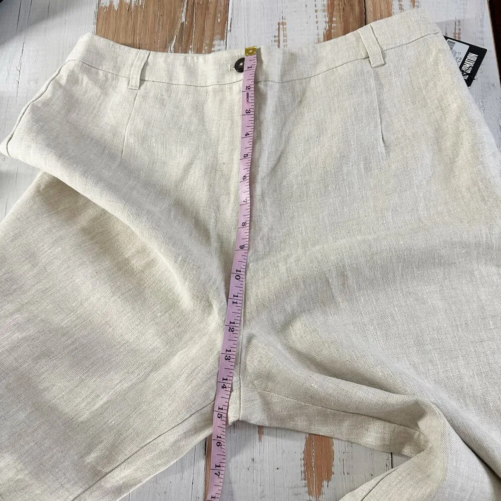 Reformation Tahiti Linen Pants Oatmeal Size 12 Cropped Neutral Minimalist - Image 10