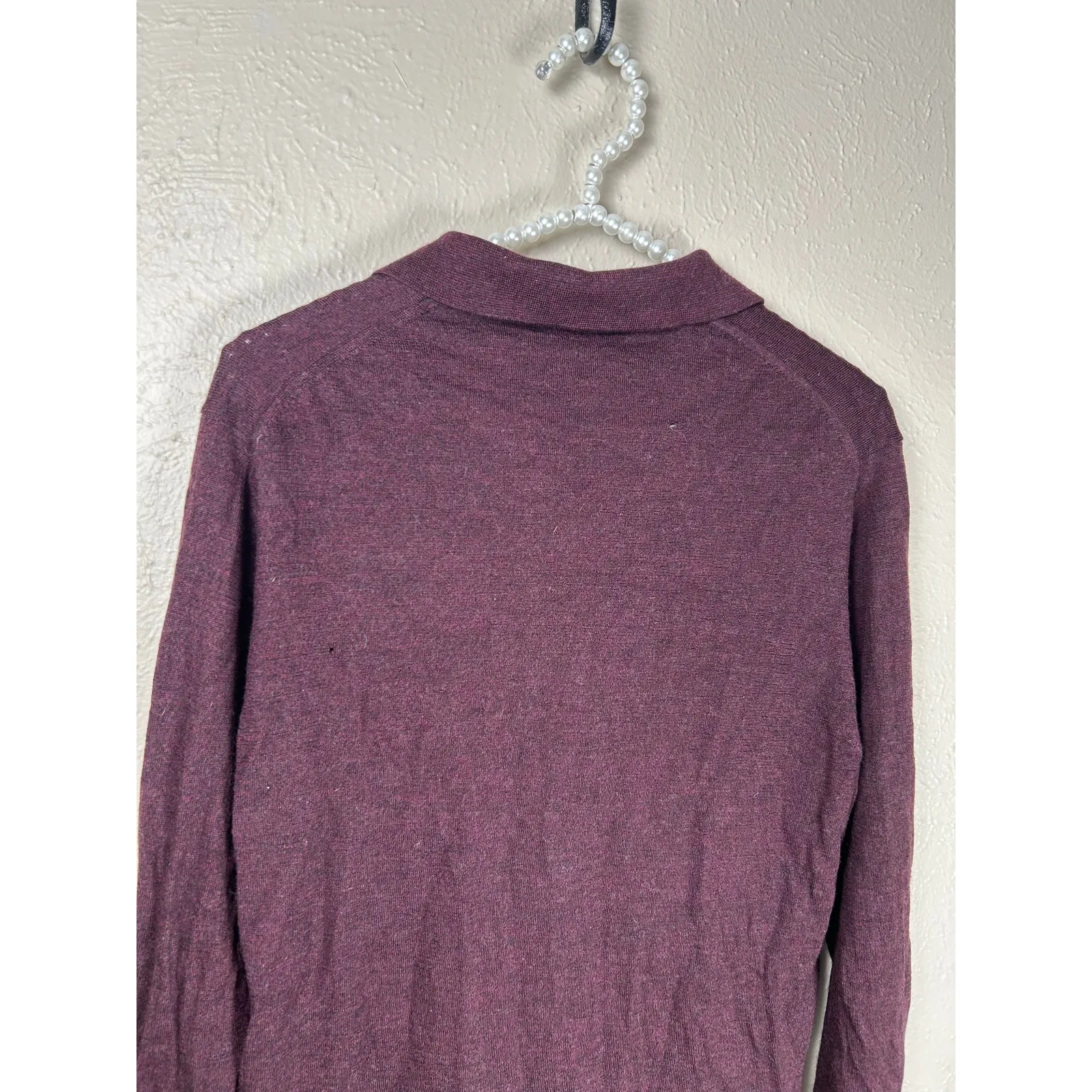 Vince Merino Wool Sweater Size Medium Maroon Pullover Knit Jumper TINY FLAW - Image 9