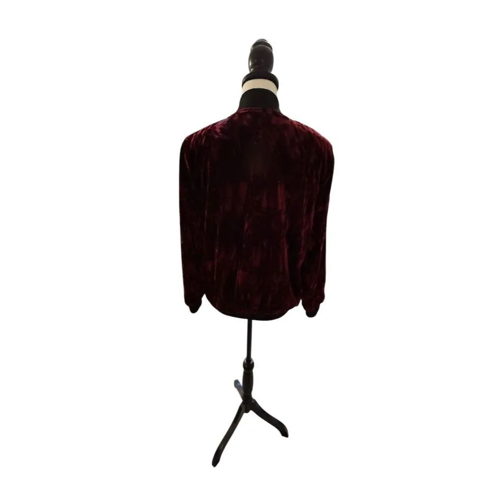 Romeo & Juliet Couture Women's S Burgundy Velvet Bomber Jacket - Image 4
