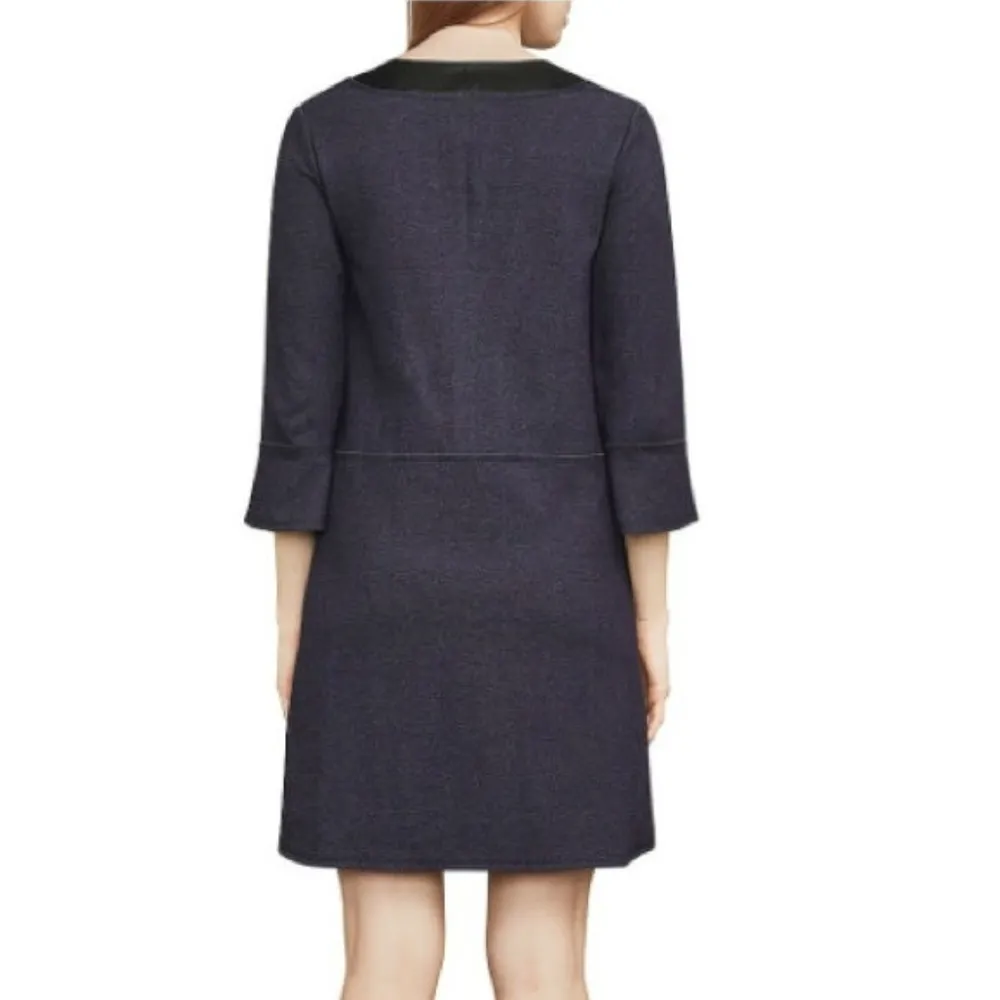 💕BCBGMAXAZRIA💕 V-Neck Faux-Leather Trim Dress - Image 5