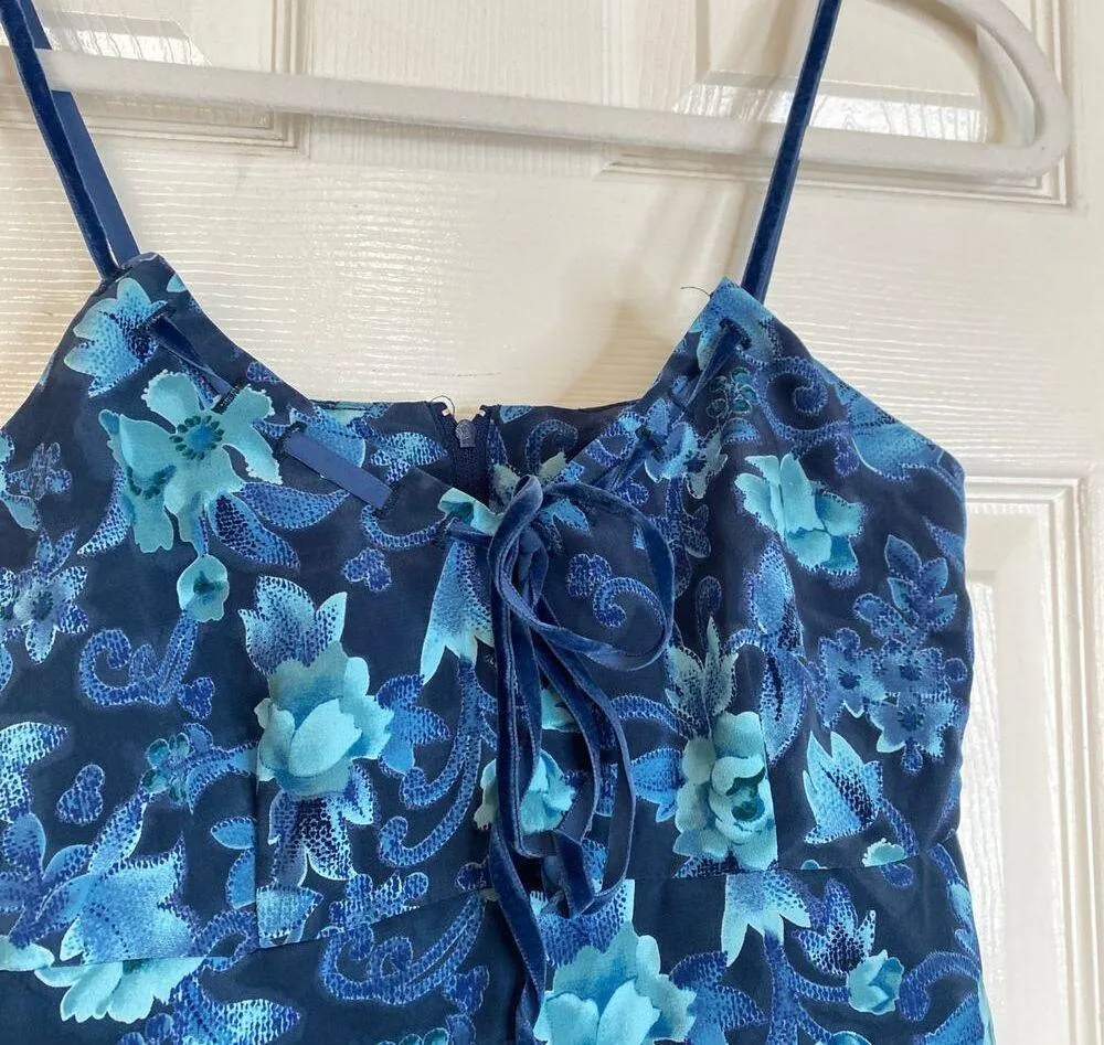 ALL THAT JAZZ Vintage Y2K Summer Dress Blue Floral Size 2 XS Babydoll Top - Image 4