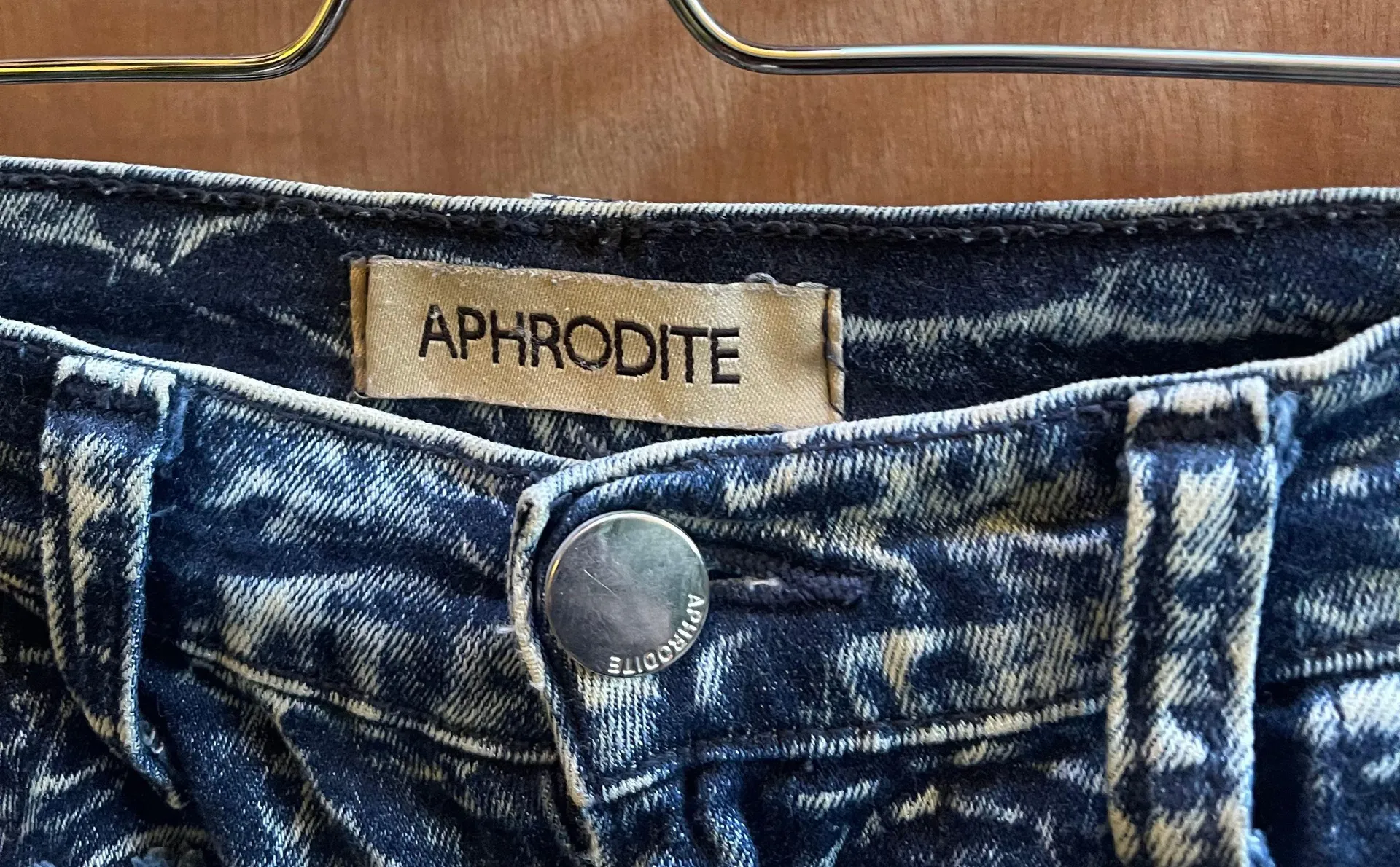 Aphrodite distressed high waisted acid wash denim shorts - Image 3