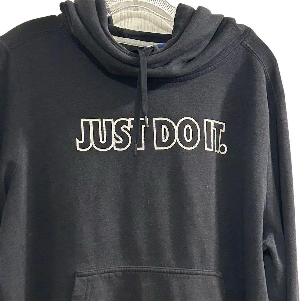 Nike Women's Funnel Neck Hoodie Black XL "Just Do It" Slogan Casual - Image 15