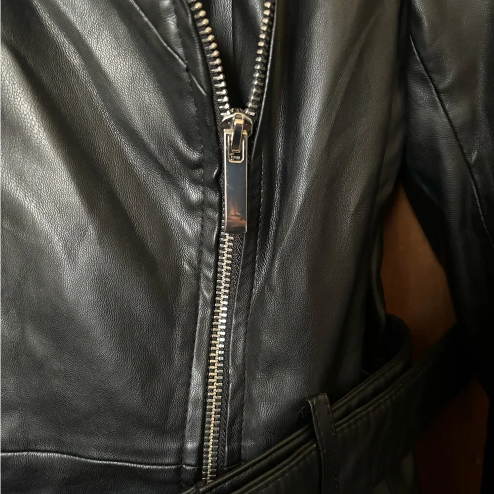 International Concepts Black Leather Jacket Size Small - Image 7