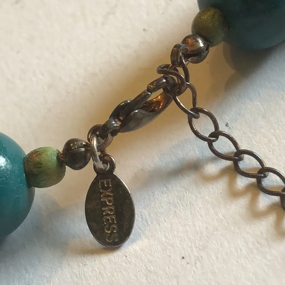 Teal Green HUGE Chunky Beaded Boho Statement Necklace - Image 3