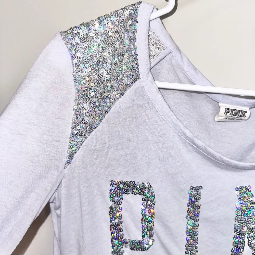 VS PINK Sequins Bling Long Sleeve Shirt - Image 4