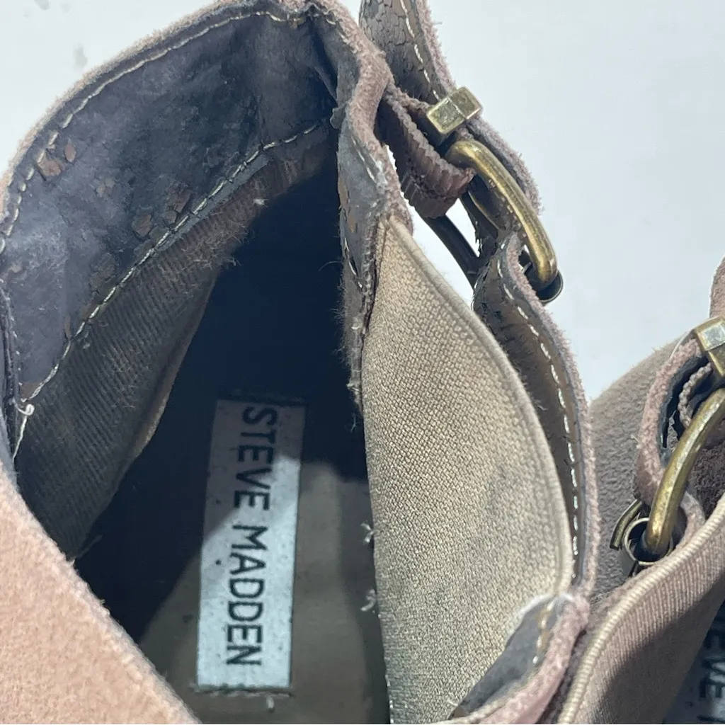 Steve Madden Lacey 10M Women Suede Leather Taupe Ankle 3'' Heel Boots Bootie Fal - Image 8