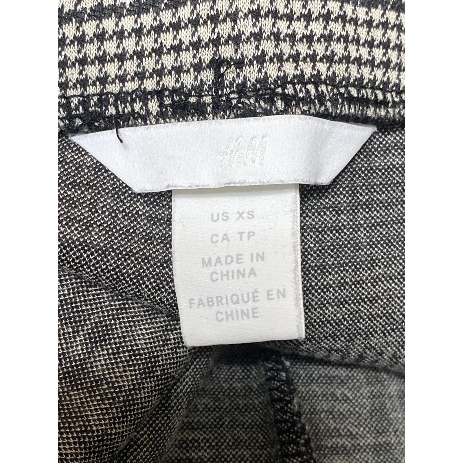 H&M Women's Black White Houndstooth High Rise Wide Leg Trousers Pants Size XS - Image 4