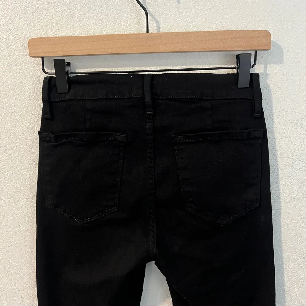 FRAME Denim Le Skinny De Jeanne Flounce Raw Edge Stretch Black‎ Denim Size 25 - Image 9