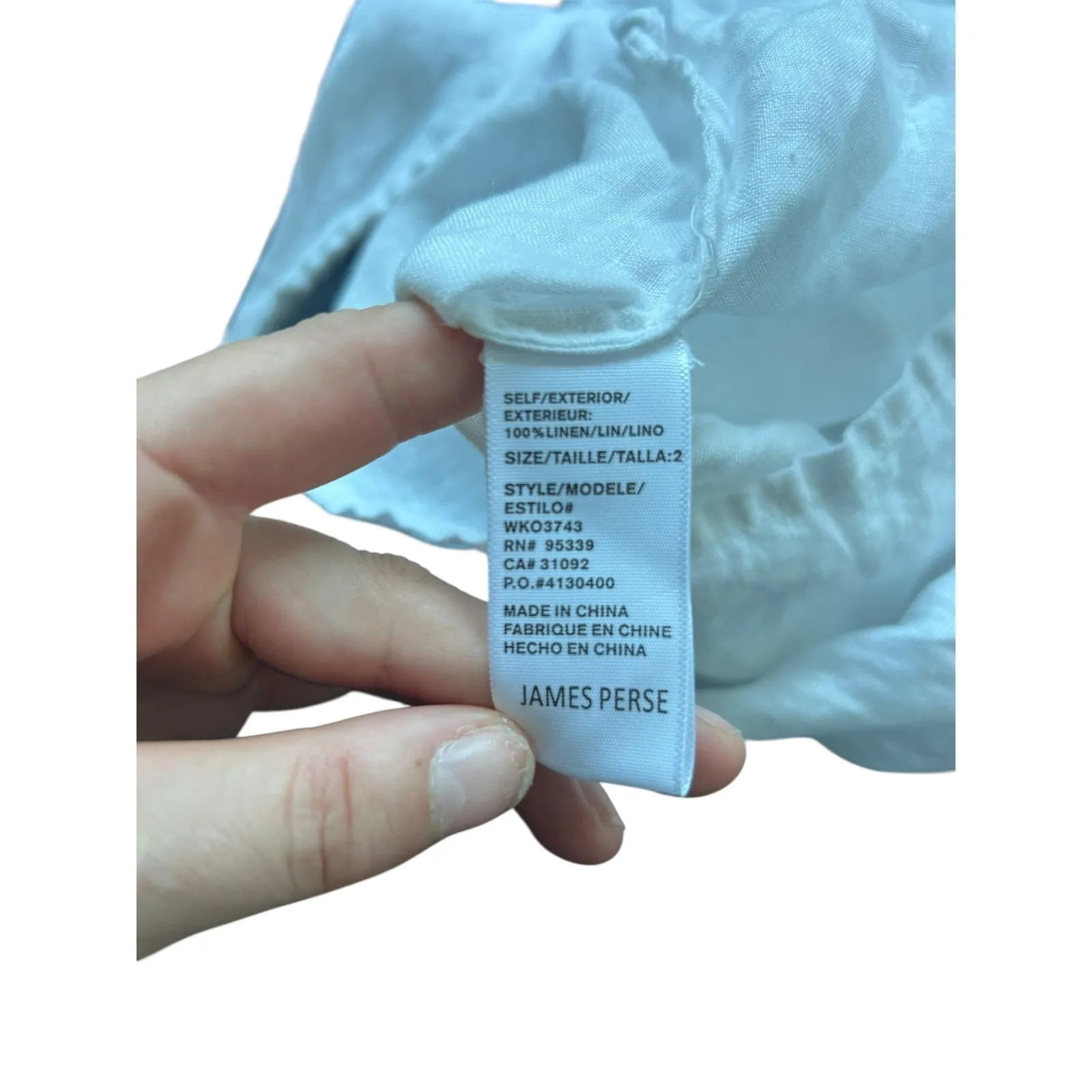 JAMES PERSE Linen Tunic Shirt White V-Neck Short Sleeve Classic Women's Size 2 - Image 6