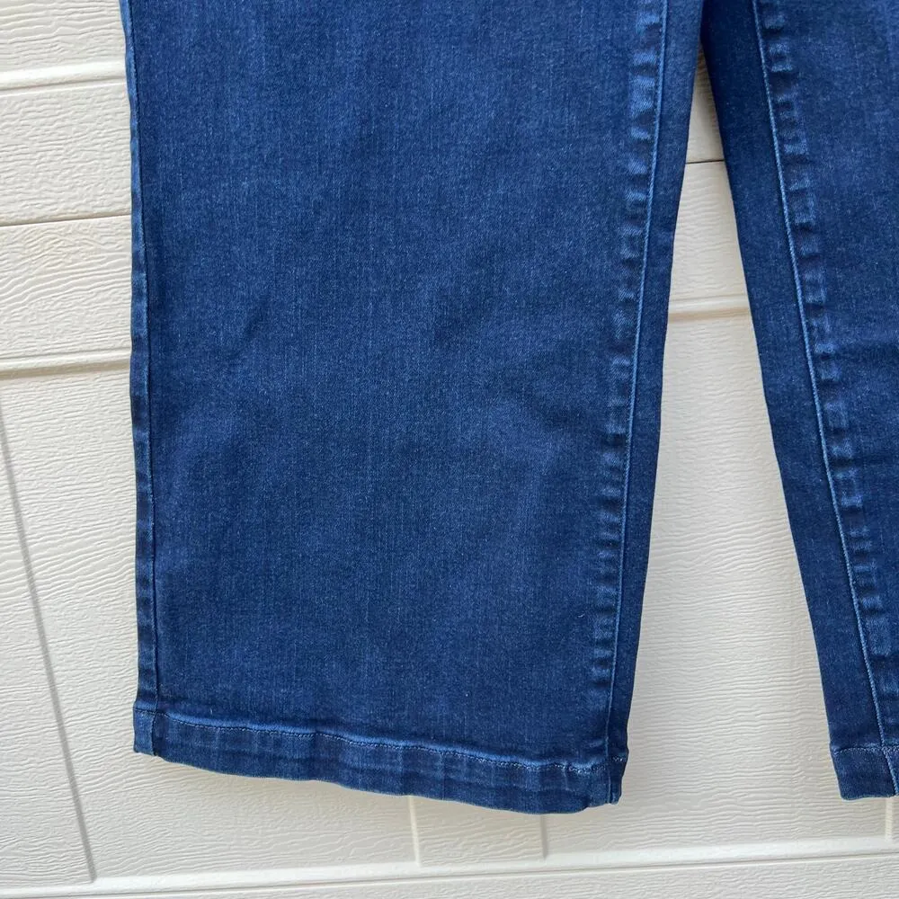 NYDJ Dark Wash Blue Wide Leg Ankle Jeans Lift Tuck Size 16 EUC - Image 3