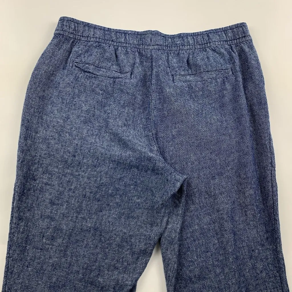 Old Navy Blue Chambray Linen Blend High Rise Pull On Ankle Pant L - Image 7