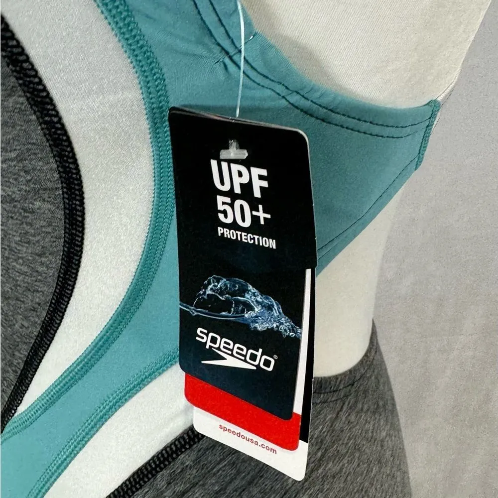 Active Quantum Fusion Splice gray and aqua one piece swimsuit size 4 NWT - Image 7