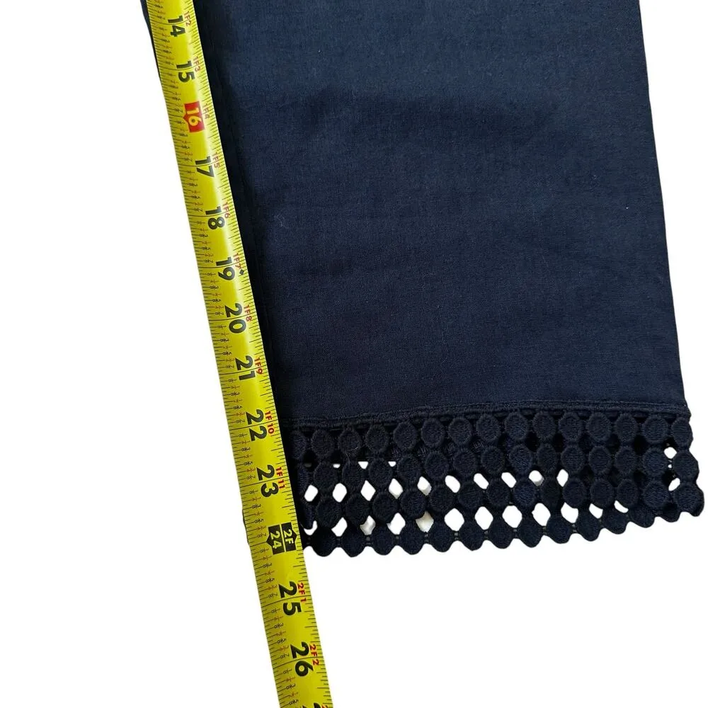 Dana Buchman Blue Linen Cropped Pants Women Size Large NWT | 68-36 - Image 7
