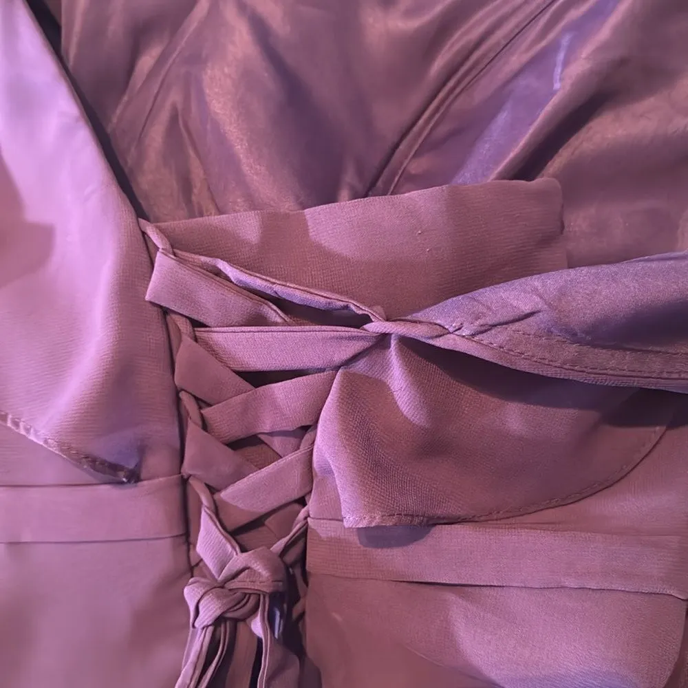 Women’s Purple Flutter Sleeve Full Length Bridesmaid Dress Corset Back Size 10 - Image 11