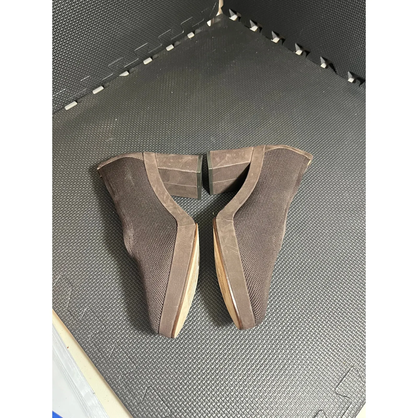 EILEEN FISHER SHOES/PUMPS‎ SIGNY KNIT BROWN SIZE 8.5 BLOCK HEELS - Image 5