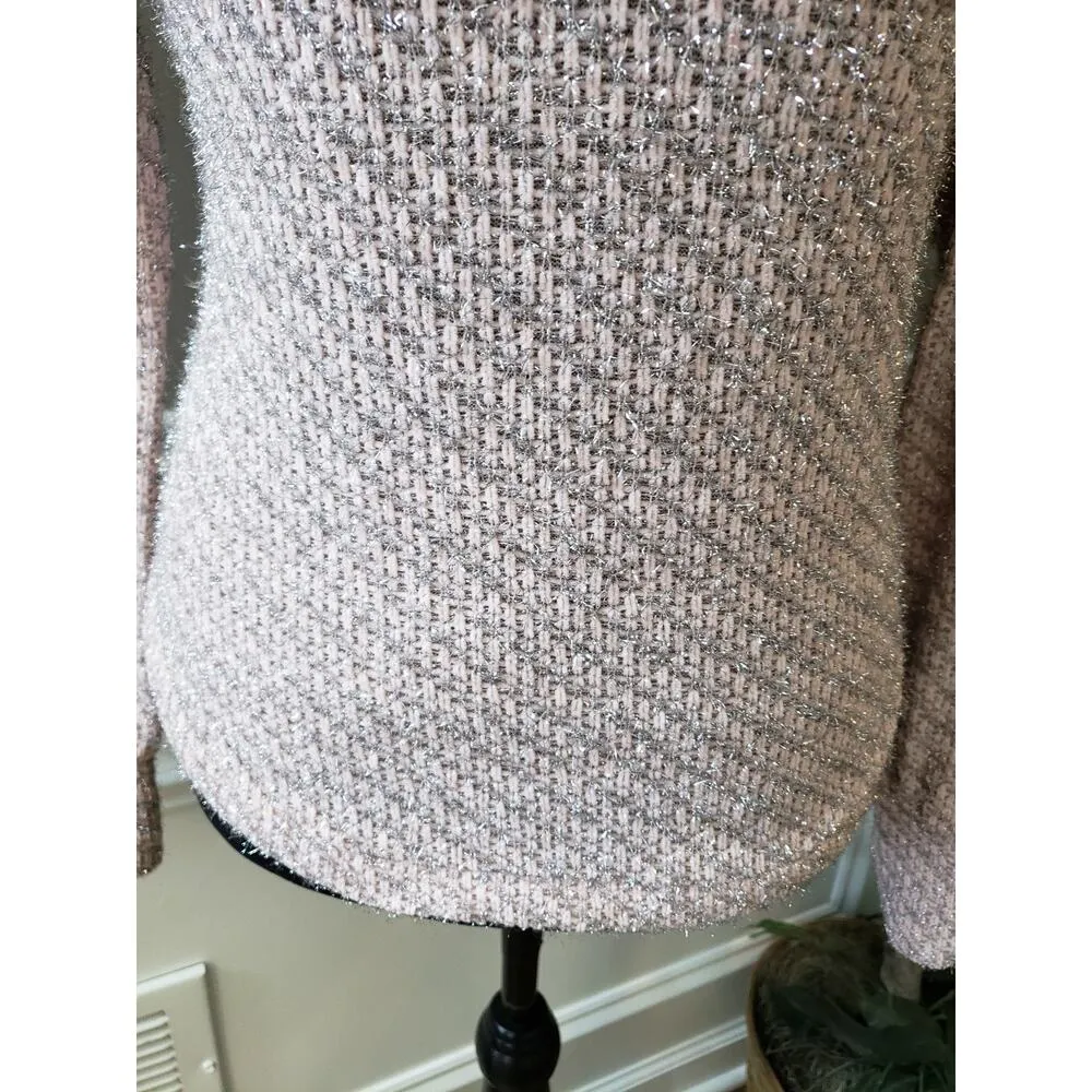 Women's JohnPaulRichard Pink Sparkle Sweater S Long Sleeve Shimmer Pullover - Image 3