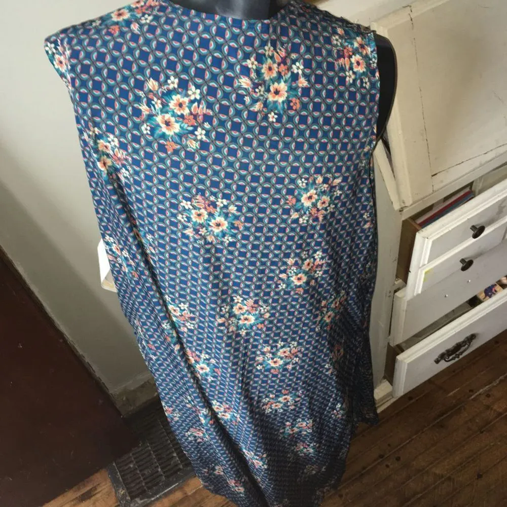 Lularoe Joy XL rose and blue lightweight long vest - Image 2