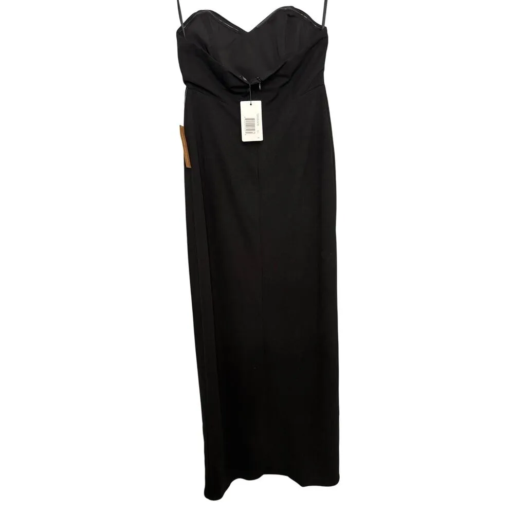 o.p.t Votna Evening Elegant Side Split Stretch Minimalist Strapless Maxi Dress 6 Black - Image 6