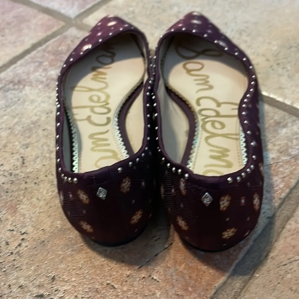 Sam Edelman maroon &  gold floral print ballet flat - Image 4