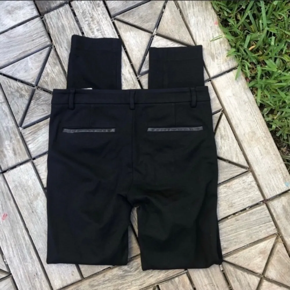 Vince  Leather Trim Ponte Trousers Size 2 - Image 2