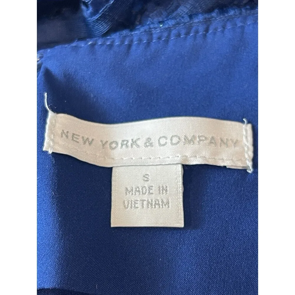 New York & Co Blue Two Piece Eyelet Sleeveless Peplum Skirt Set Size S - Image 8