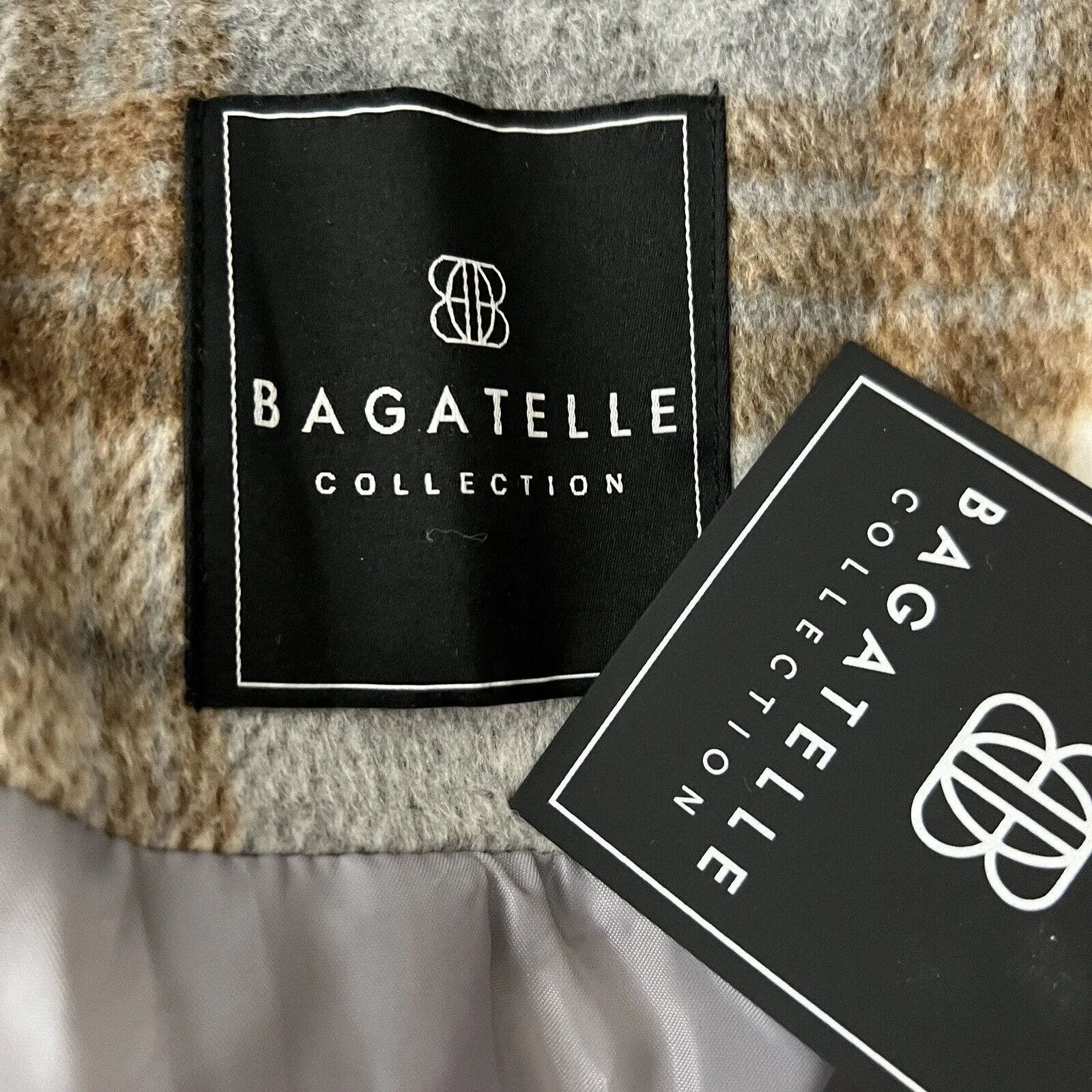 Bagatelle Jacket Womens‎ Large Tan Gray Plaid Bohemian Light Academia Neutral - Image 6