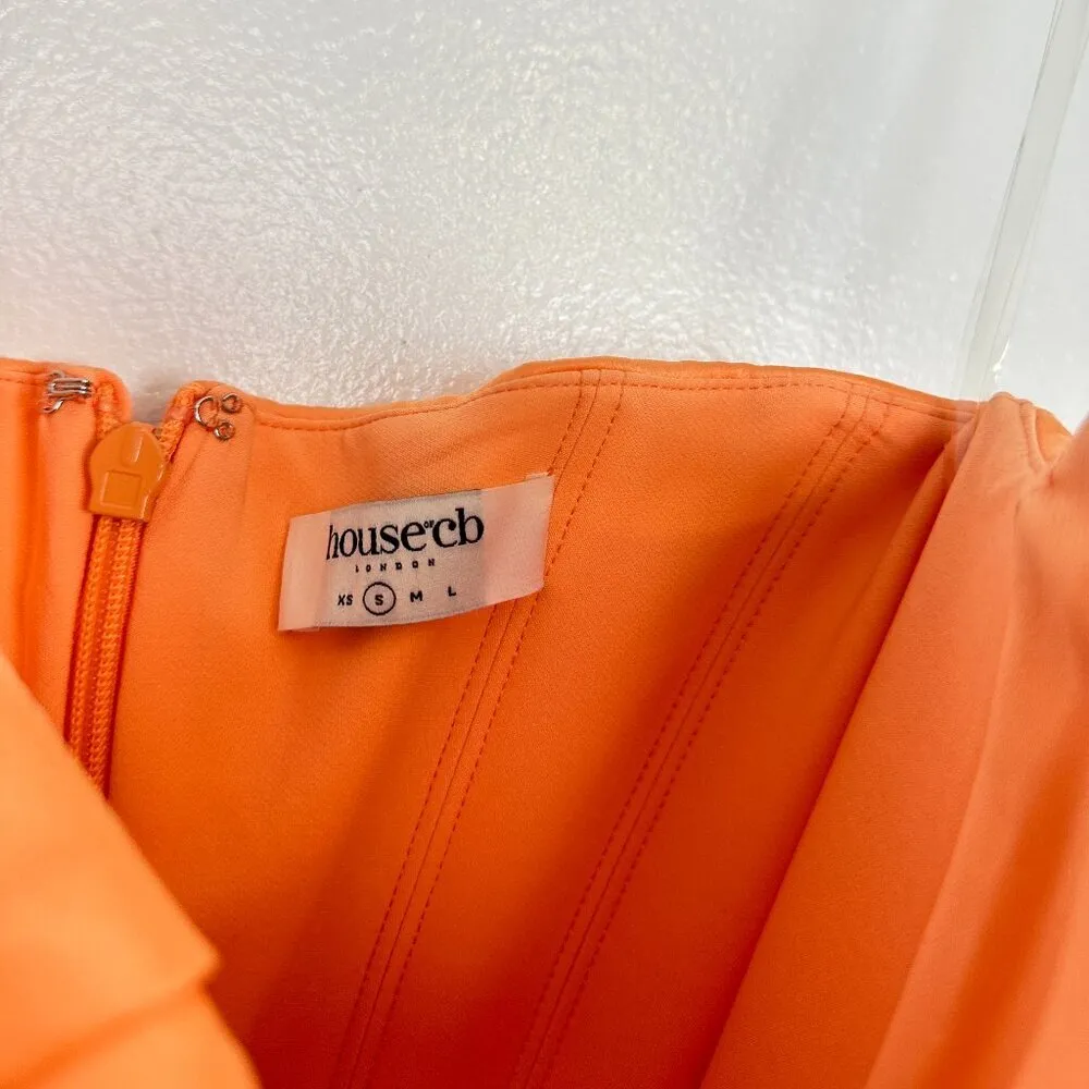 Alora Strapless Corset Midi Dress in Tangerine Size Small - Image 8