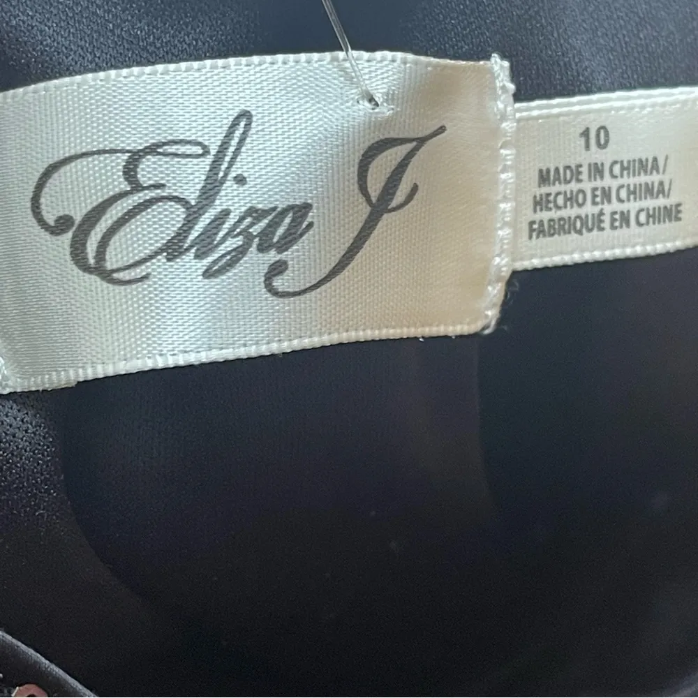 Eliza J Mock Neck Feather Hem Blouson Waist Sequins Sleeveless dress black 10 - Image 14