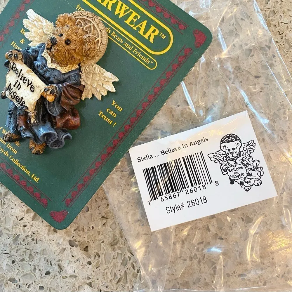 Boyd’s Bears Bearwear Pins Brooch Stella Believe In Angels #26018 EUC Brown - Image 3