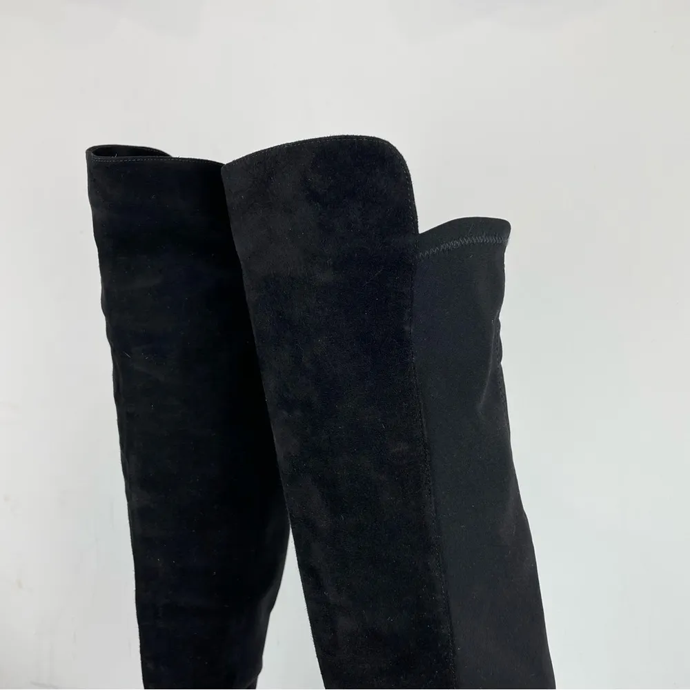 Stuart Weitzman 5050 Suede Over the Knee Boots Sz 5.5 Black Stretch Panel - Image 13