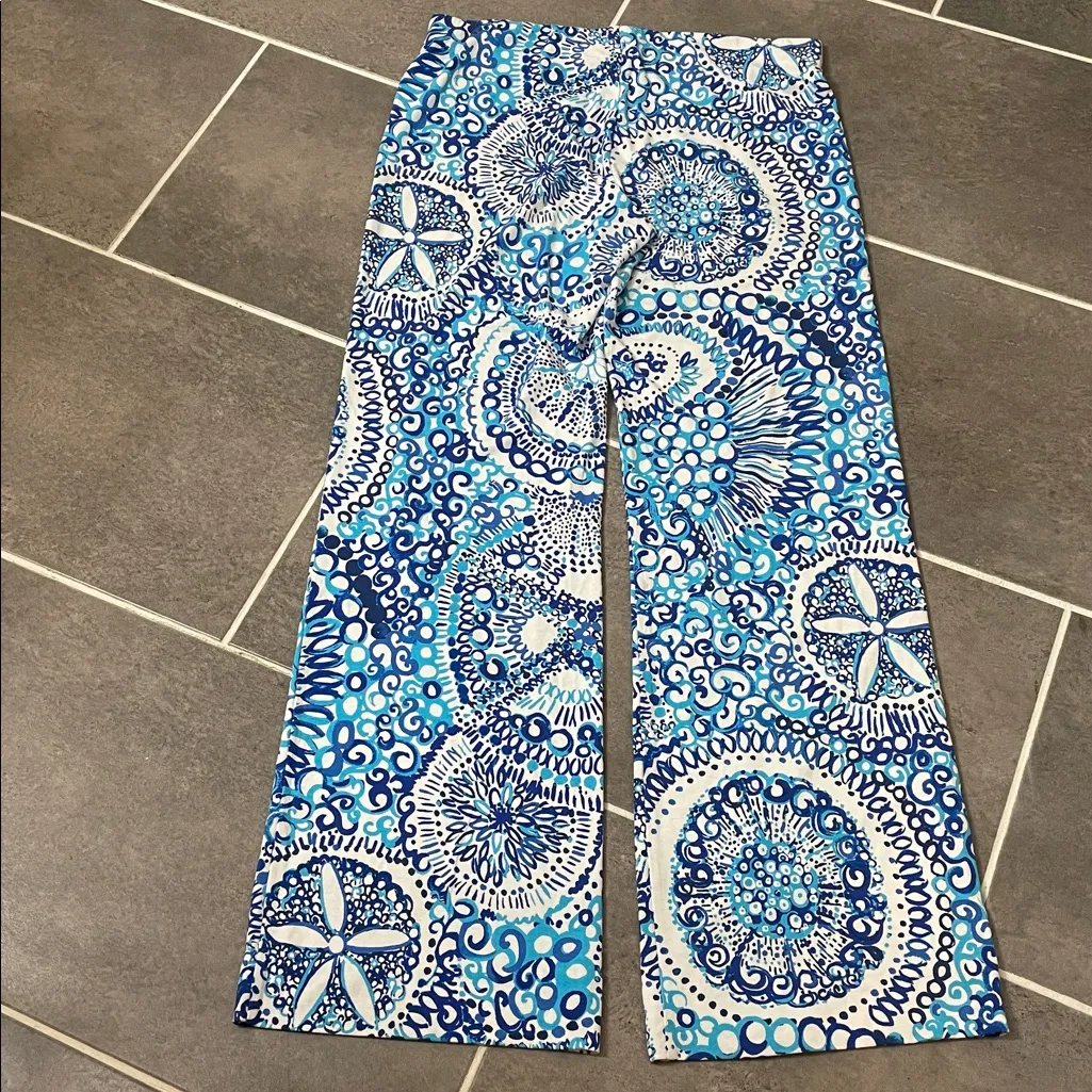 Lilly Pulitzer Georgia May Palazzo Pants Resort White Midnight Blues size Medium - Image 2