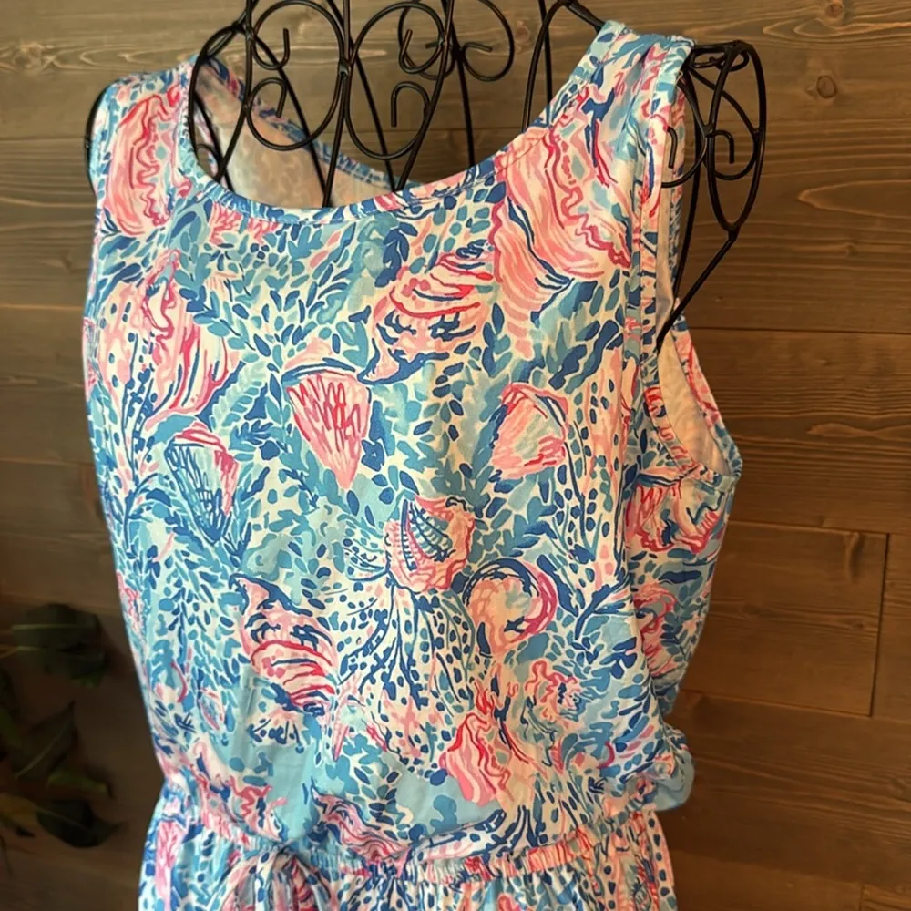 Pink and blue seashell sleeveless romper Size XL - Image 2