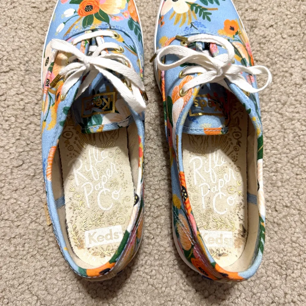 Keds Rifle Paper Co Champion sneakers, Lively Floral blue, size 7 - Image 5