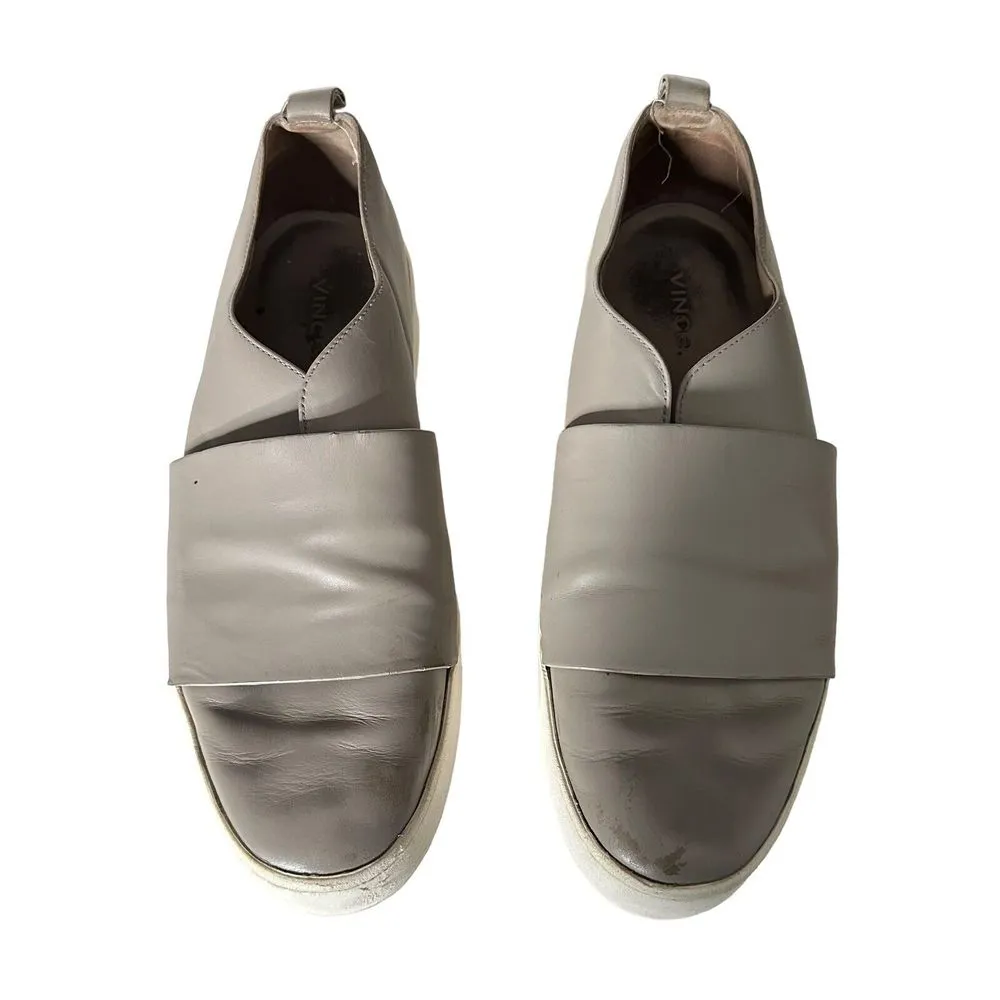 Vince Women's Platform Sneakers Size 9 Wallace Leather Gray Slip On‎ Shoes - Image 4