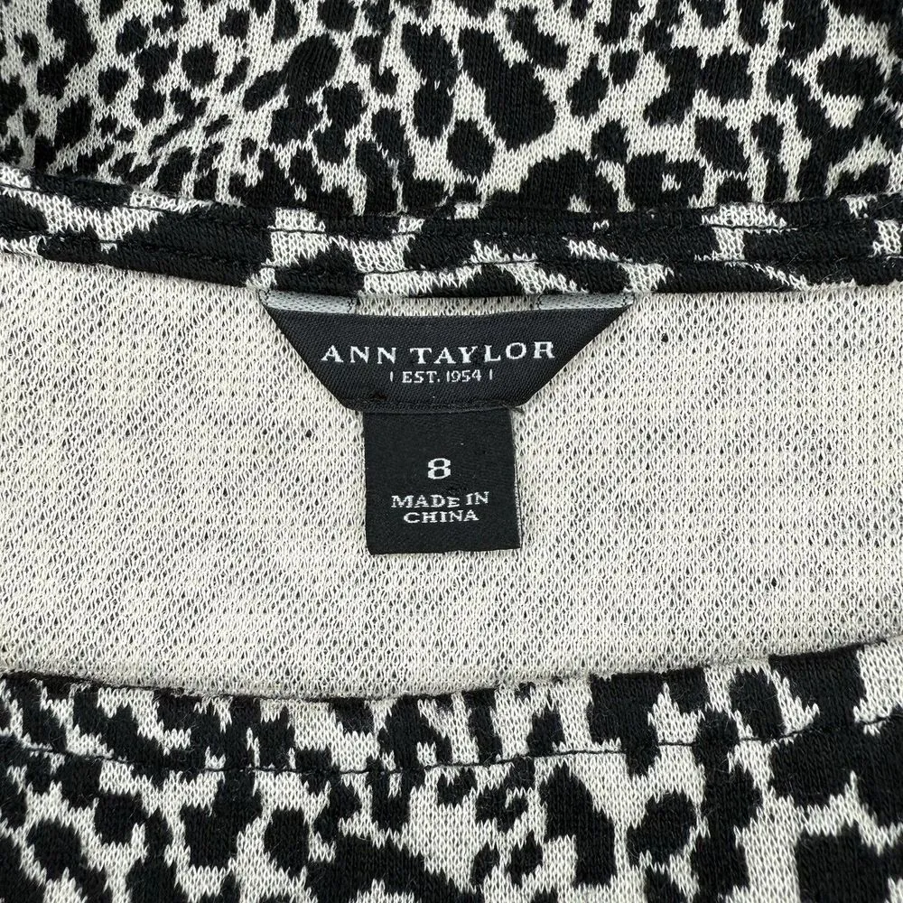ANN TAYLOR Dress Sz 8 Leopard Cheetah Animal Print Stretch‎ Knit Sheath Pullover - Image 6