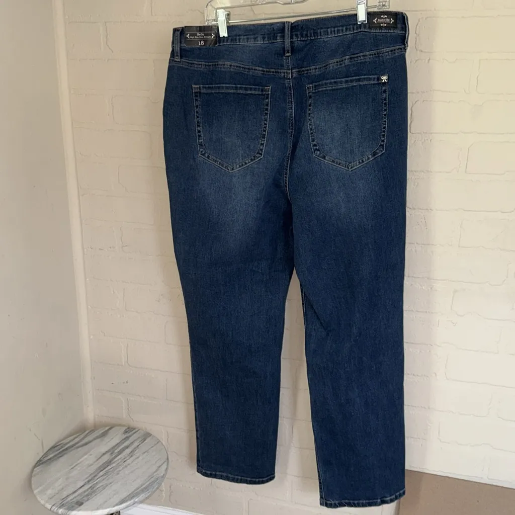 Nanette Lepore jeans High-Rise Slim Straight Blue denim stretch 18 NEW - Image 4