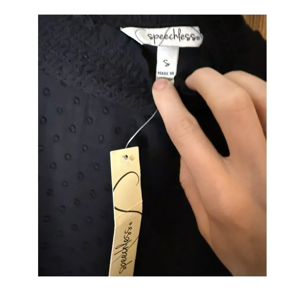 Speechless Chiffon Short Sleeve Black Dress Size Small NWT - Image 4