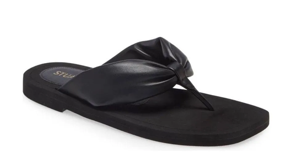 NEW Stuart Weitzman Leather Flip Flops in Black, Size US 8.5/ EU 39 - Image 13