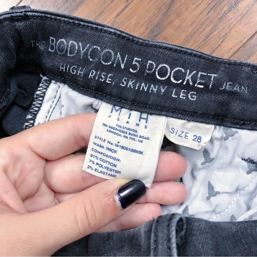 MiH Jeans • The Bodycon 5 Pocket jean high rise skinny leg washed black grey - Image 7