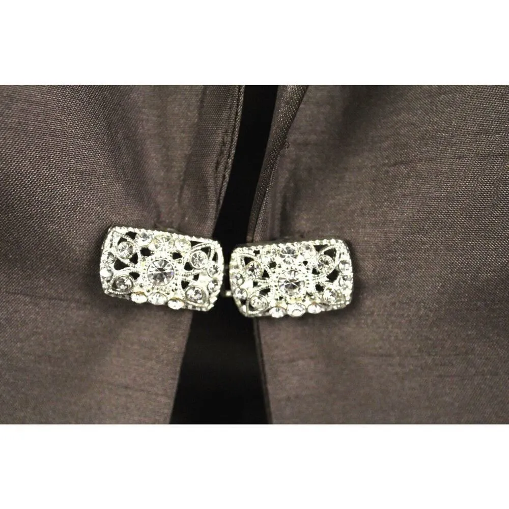 VTG CACHET 2 PC. DRESS WITH JACKET SZ 10 MOB Maxi Embroidered Sequin Bronze NWOT Brown - Image 6