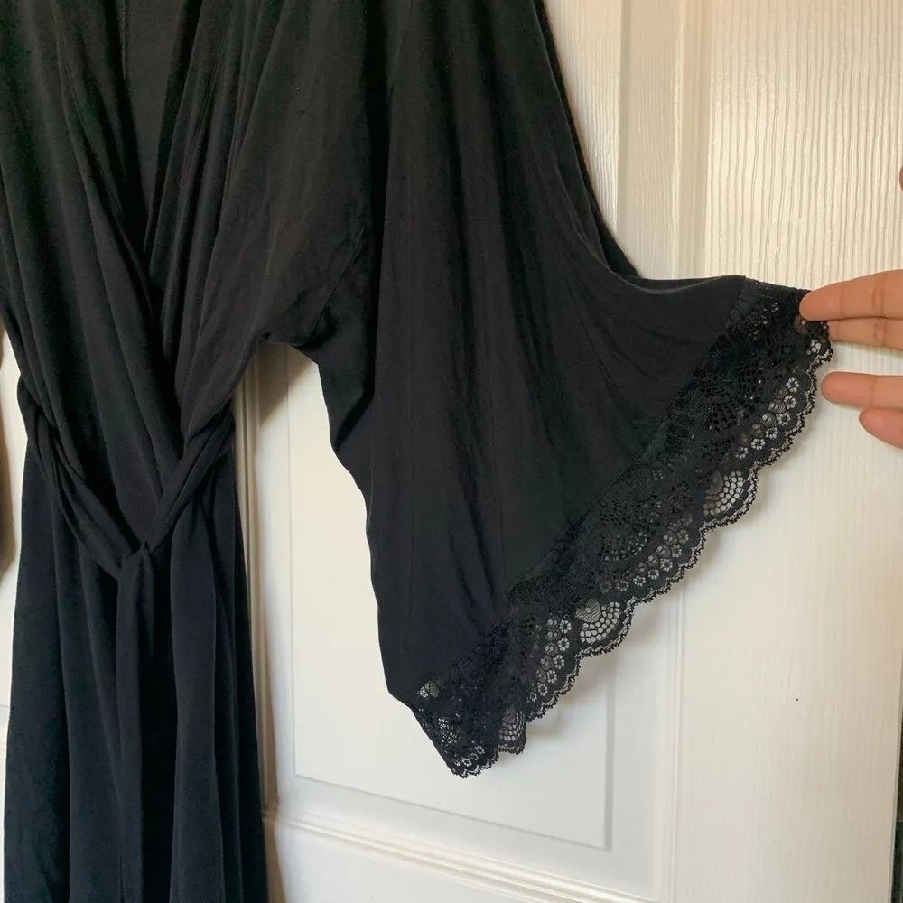 Eberjey Naya Lace Trim Jersey Knit Robe - Image 4