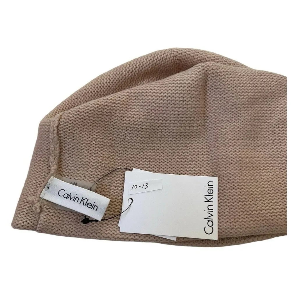 Calvin Klein Pink Peach Knit Winter Hat Bejeweled Sparkle Rhinestones NWT 10-13P - Image 5