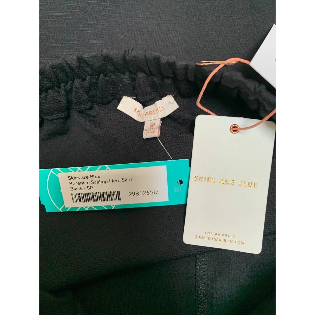 Skies Are Blue Berenice Scallop Hem Skirt Size SP Rayon/Nylon/Spandex Blend Blac - Image 4