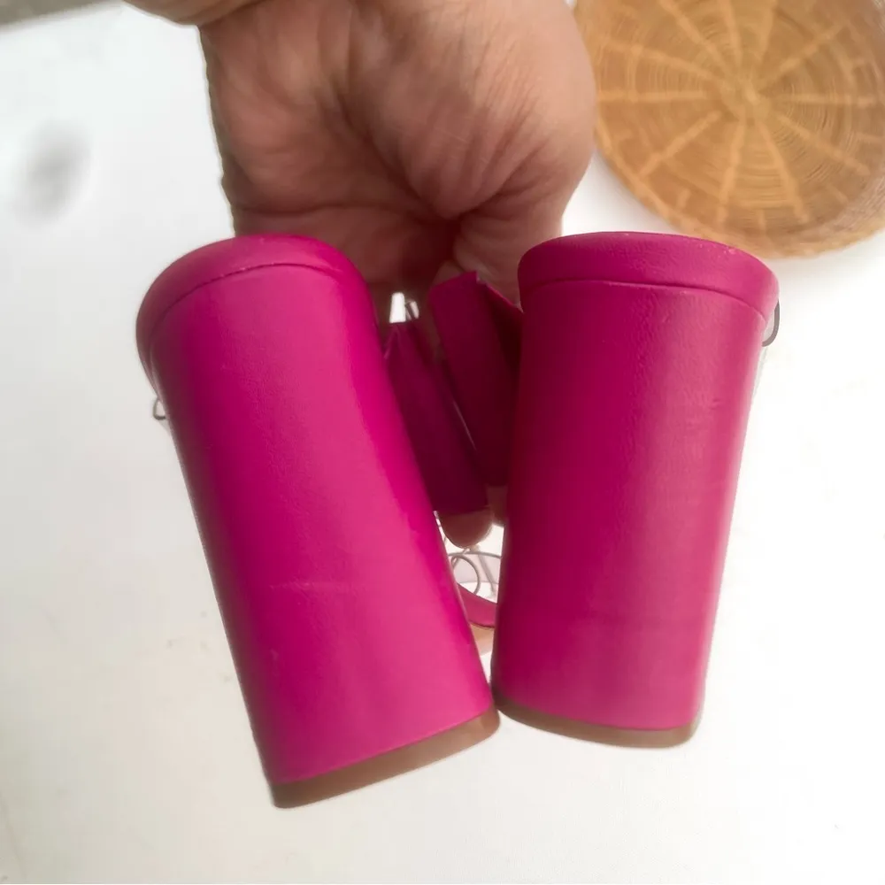 Schutz Womens Shoes Sandals Pink Block Heel Victorie Pink Clear Block Size 6 - Image 8