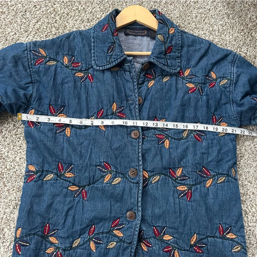 Vintage New Direction Embroidered Denim Jacket Leaves Fall Retro 90s Medium - Image 5