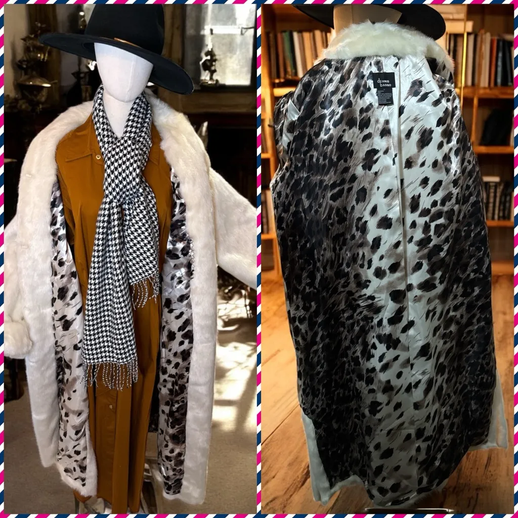 NWOT Dennis Basso White Faux Fur Coat Full Length sz Large - Image 11