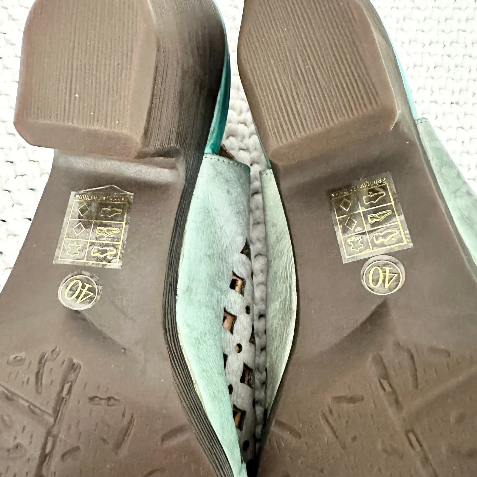 L'Artiste Lovella Green Purple Iridescent Laser Cut Floral Peep Toe Slingback 40 Size 9 - Image 10